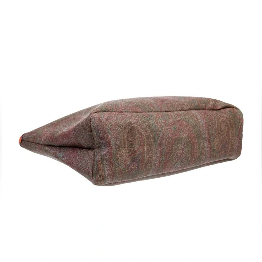 Etro Brown Paisley Multicolored Neon Leather Trimmed Tote Bag - Picture 3 of 3